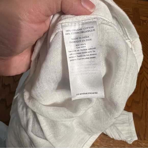 NEW Faherty Celina Puff Sleeve Organic Cotton Blouse in White Sz XS Boho - Picture 9 of 14